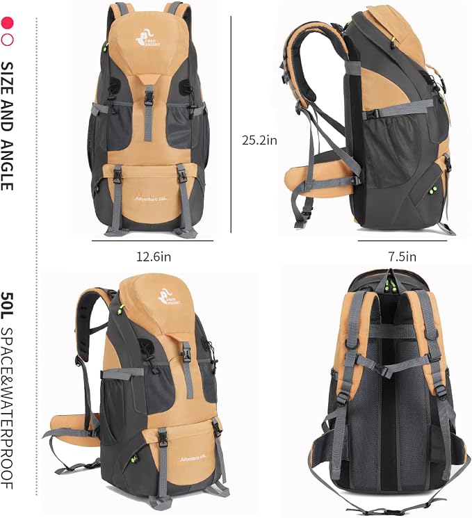 Bseash 50L Hiking Backpack, Water Resistant Lightweight Outdoor Sport Daypack - Image 2