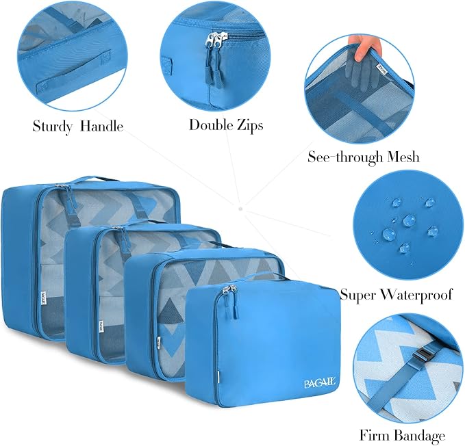 BAGAIL 8 Set Packing Cubes Luggage Packing Organizers - Image 4