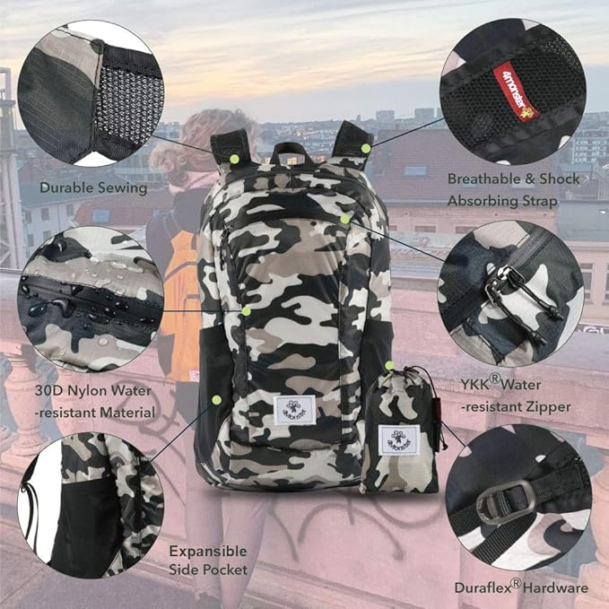 4Monster Hiking Daypack, Water Resistant Lightweight Packable Backpack - Image 2