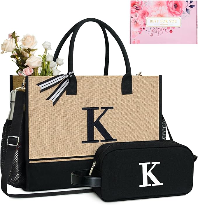 TOPDesign Personalized Initial Canvas Tote Bag, by TOPDesign