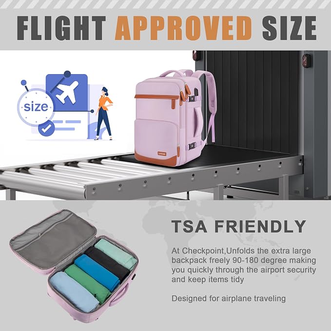 40L Travel Backpack with USB Charging Port, Water-Resistant Carry On Backpack - Image 5