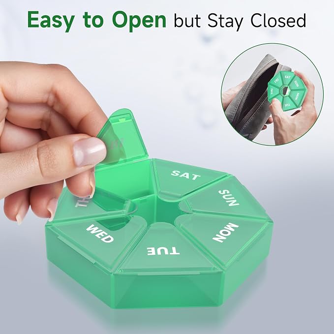 Weekly Pill Organizer, 2 Pack Portable Pill Box Medicine case 6 Colors New - Image 6