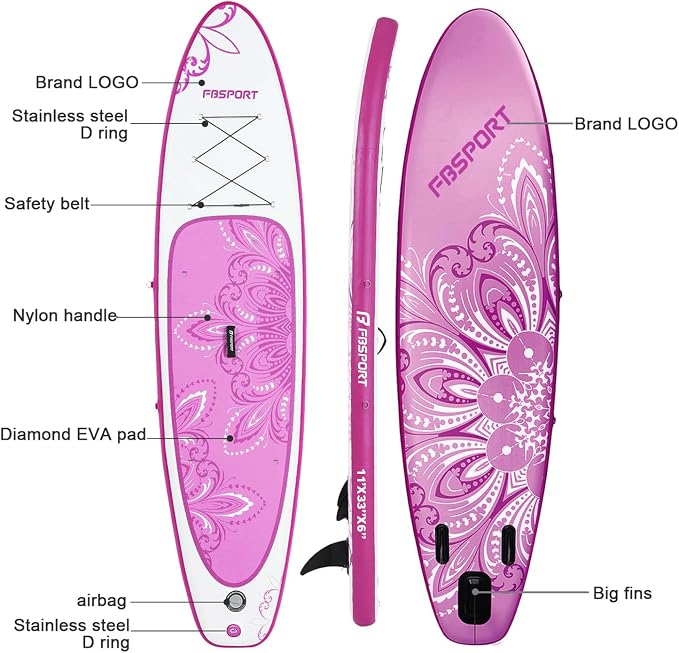 FBSPORT 11' Premium Stand Up Paddle Board, Yoga Board - Image 5