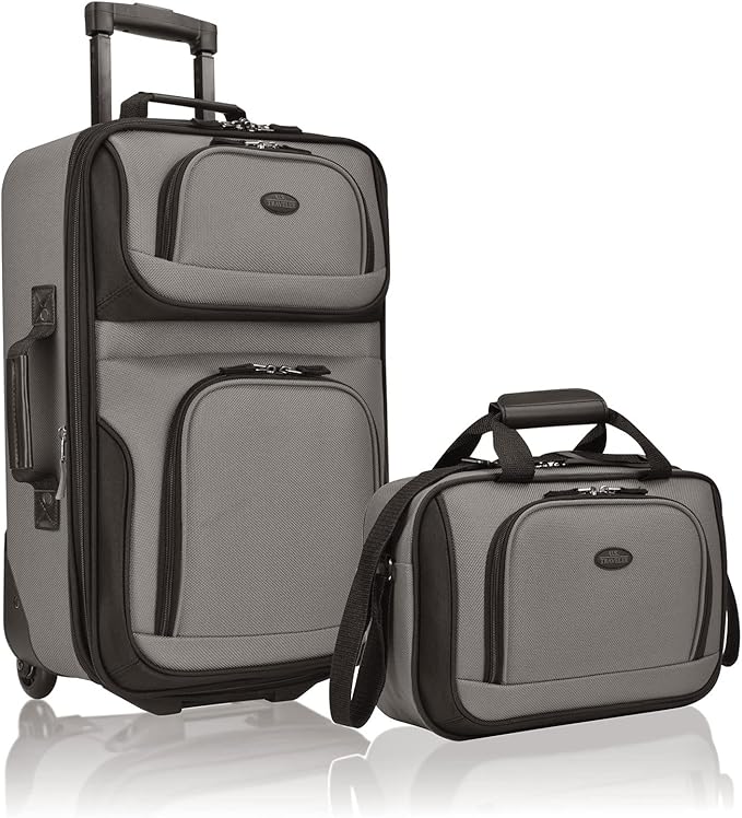 U.S. Traveler Rio Fabric Expandable Carry-on Luggage, Rolling Suitcase by USTraveler