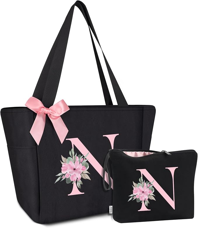Vavabox Tote Bag, A-Z Initial Monogrammed Waterproof Tote Bag, Bridesmaid Gifts by Vavabox