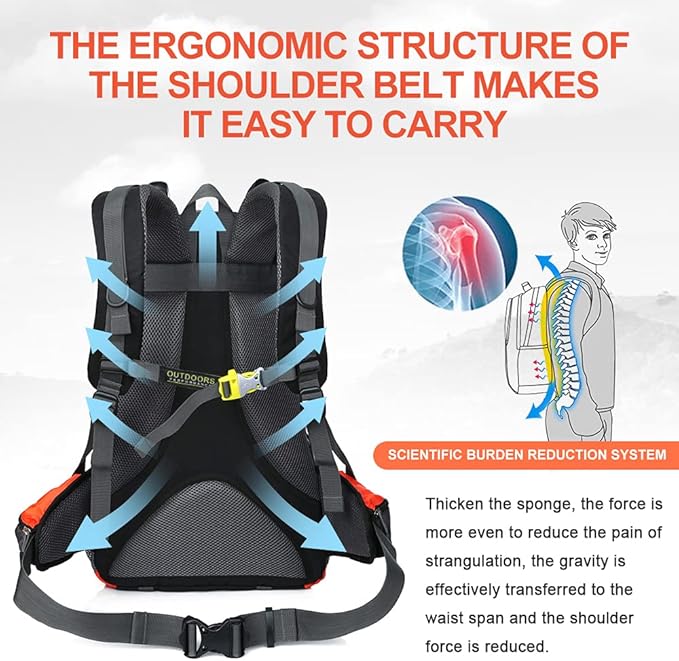 INOXTO lightweight Hiking Backpack 35L/40L Hiking Daypack - Image 2