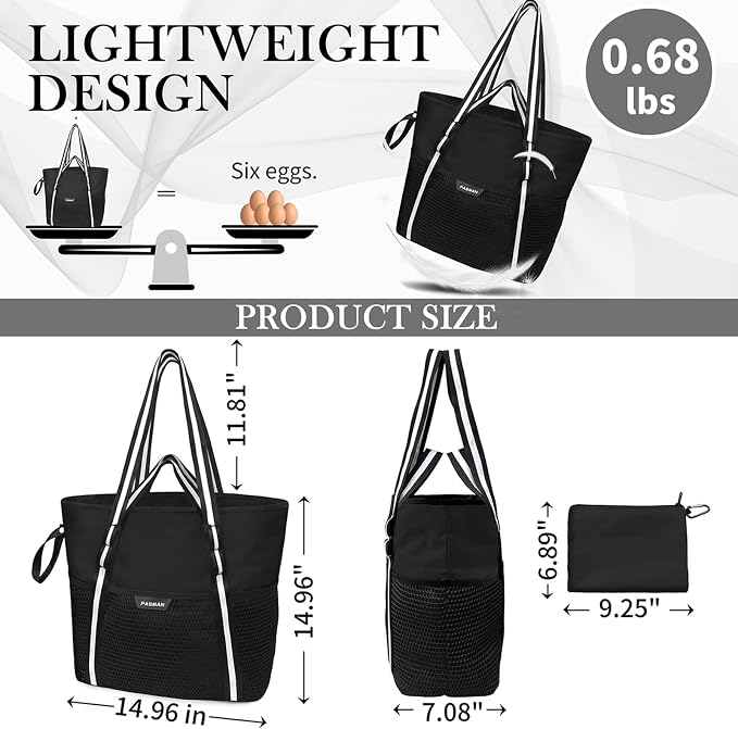 Beach Bag with Zipper - Image 3