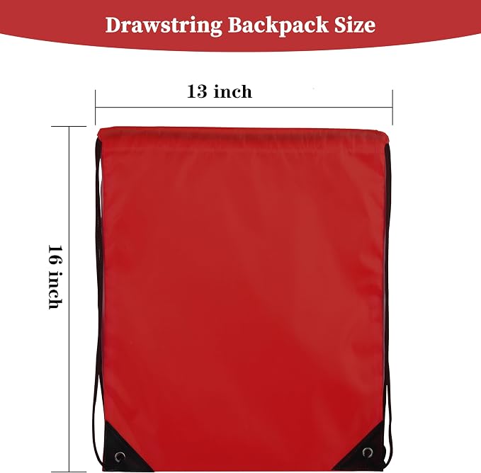 60 Pieces Red Drawstring Backpack Bags Sports Sackpack Bulk Cinch Gym Bag - Image 2