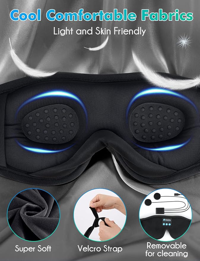 LC-dolida Sleep Mask with Bluetooth Headphones, Sleep Headphones Bluetooth - Image 5
