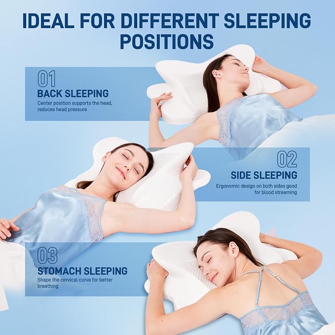 Cervical Neck Pillow for Sleeping, Dual Height Contour Memory Foam Pillow for - Image 3