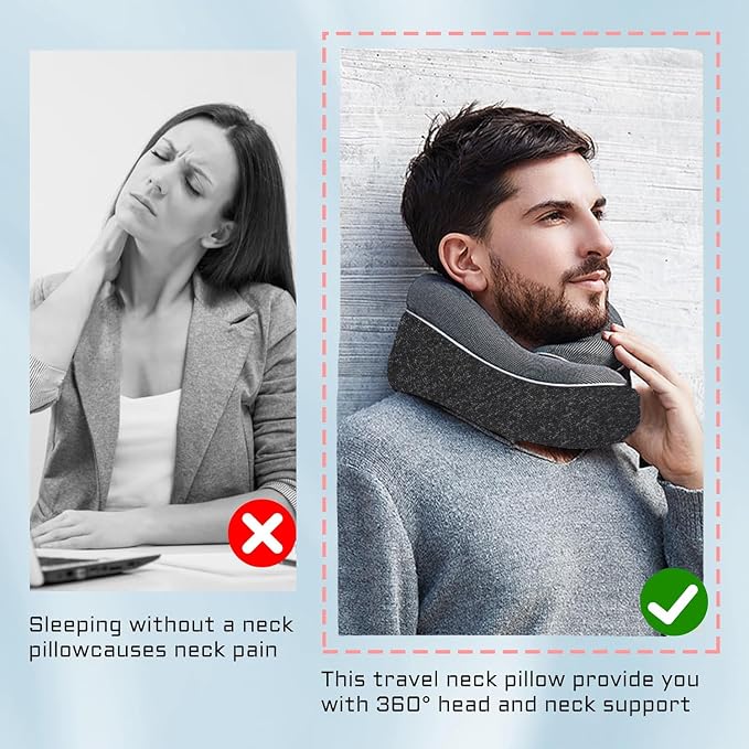 Travel Pillow, Best Memory Foam Neck Pillow Head Support Soft Pillow - Image 7