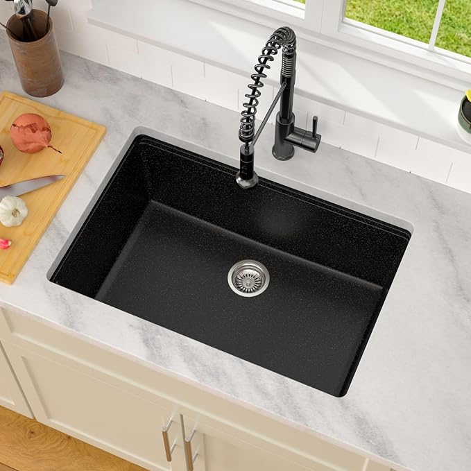 Dcolora 28 Inch Matte Black Undermount Kitchen Sink Single Bowl Modern Sink - Image 8