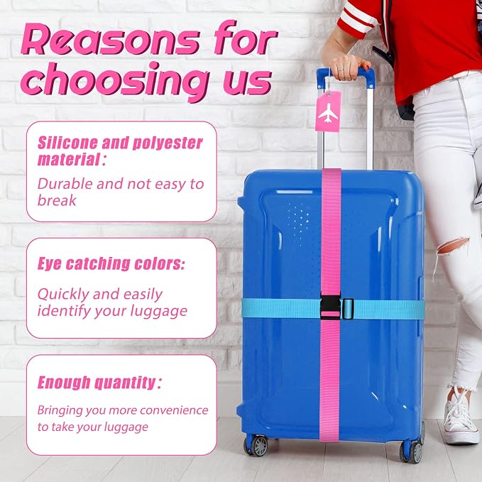 Weewooday 8 Pcs Luggage Straps Suitcase Tags Set - Image 4