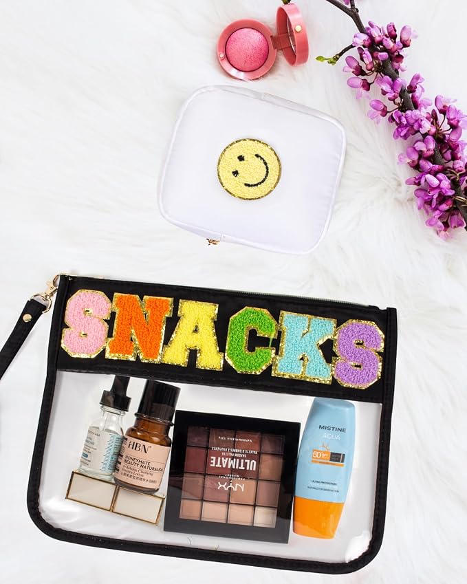 2 Pcs Snack Pouch Chenille Letter Clear Zipper Snack Bag, Nylon Snack Pouch - Image 4