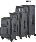 SwissGear Sion Softside Expandable Luggage, Dark Grey, 3-Piece Set by SwissGear