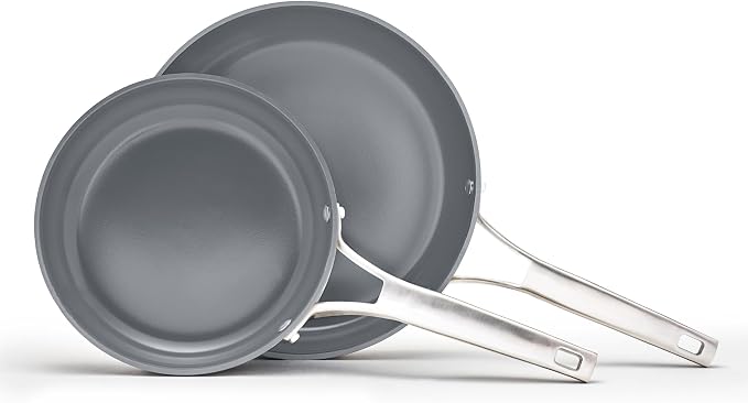 Calphalon® Premier Ceramic Nonstick 8" and 10" Frying Pan Set, Mushroom Grey by Calphalon