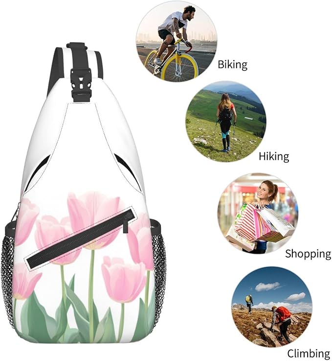 SUPLUCHOM Sling Bag Tulip Flower Hiking Daypack Crossbody Shoulder Backpack - Image 6