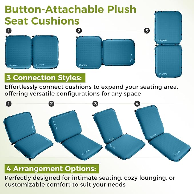 ATEPA Inflatable Stadium Seat Cushion, Self-Inflating Memory Foam Stadium Seats - Image 2