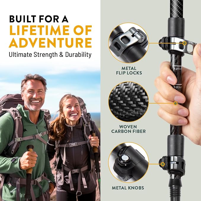 100% Carbon Fiber Trekking Poles by USA Brand - Image 5