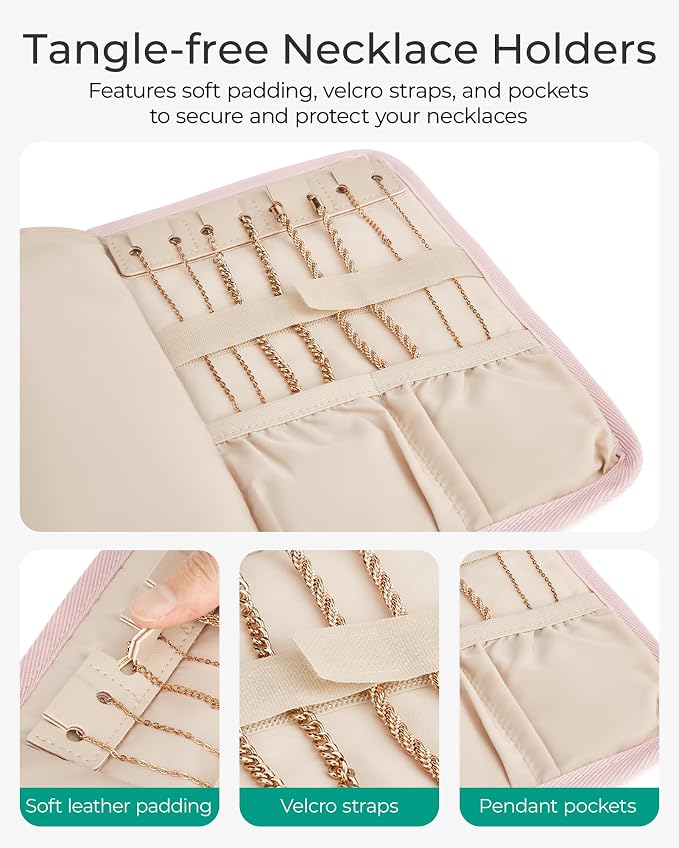 BAGSMART Travel Jewelry Organizer Case, Foldable Jewelry Roll - Image 4