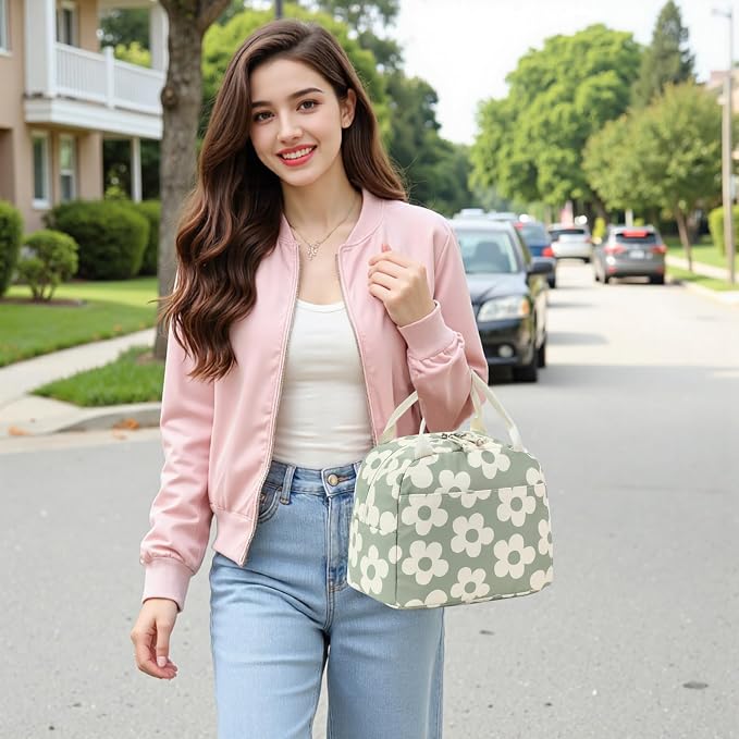 Bluboon Lunch Bag for Women Men Cute Corduroy Lunch Tote Bags Reusable - Image 4