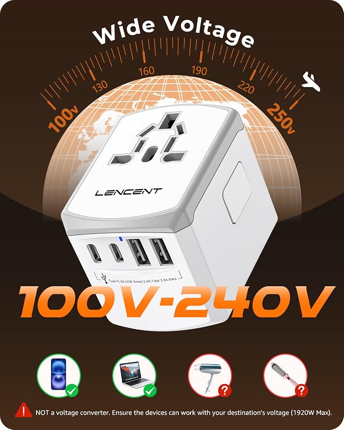 LENCENT Universal Travel Power Adapter, International AC Plug Adaptor - Image 7