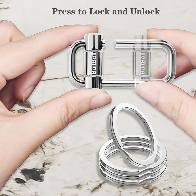 Key Chain, Heavy Duty Lock Key Ring Keychain Clip Key Holder Organizer - Image 2
