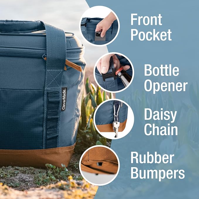CleverMade Collapsible Insulated Cooler Bag – Leakproof Soft Folding Cooler - Image 4