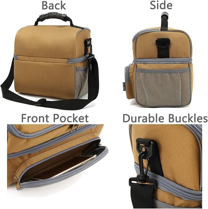 FlowFly Double Layer Cooler Insulated Lunch Bag Adult Lunch Box Large Tote Bag - Image 6