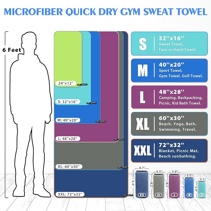 HOEAAS 2 Pack Microfiber Camping Towels, Quick Dry Towel, Super Absorbent Ultra - Image 3