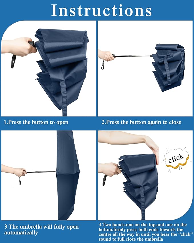 Yahenda 4 Pack Windproof Travel Umbrellas Bulk Automatic Open and Close - Image 4