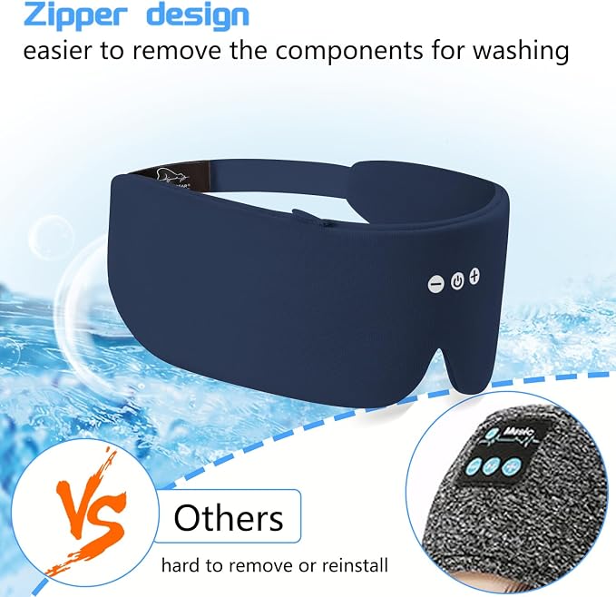 ALASKA BEAR Sleep Headphone Eye Mask w/Thin Speakers, Comfortable Flat Earphones - Image 7