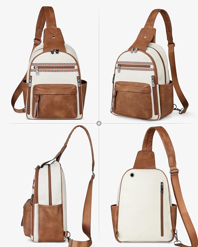 FADEON Large Sling Bag for Women, Leather Crossbody Purse Designer Anti Theft - Image 7