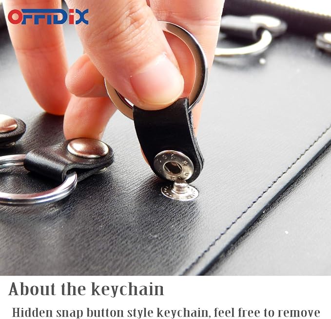 OFFIDIX Large Zippered Key Case, Leather Portable Key Cabinet, 40 Key Hooks Key - Image 4