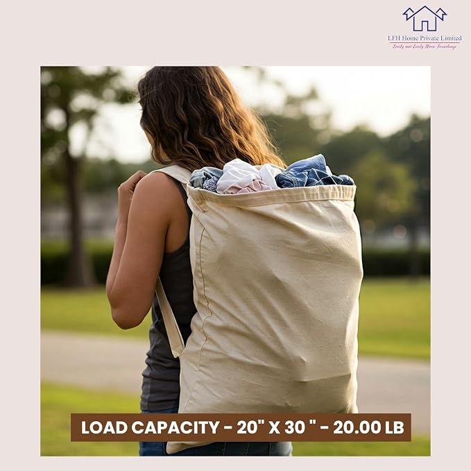 LFH Home Cotton Canvas Large Laundry Bag - Image 4
