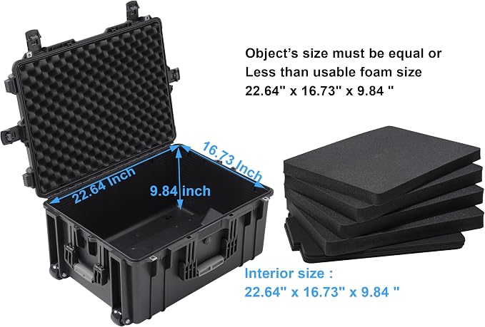 Rolling Hard Case with Foam, Equipment Case with Wheels and 4 Handles - Image 3
