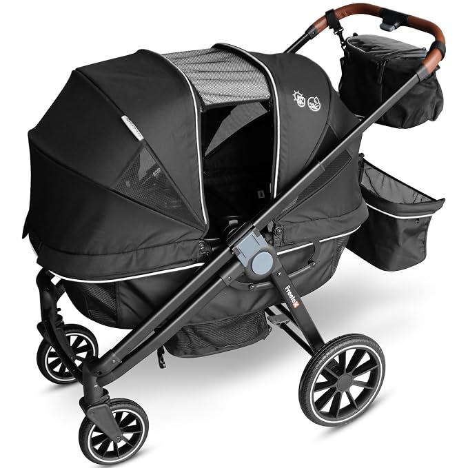 Tandem Wagon Stroller–All-Terrain 2-in-1 Push&Pull Design, Double Seat by Freetex