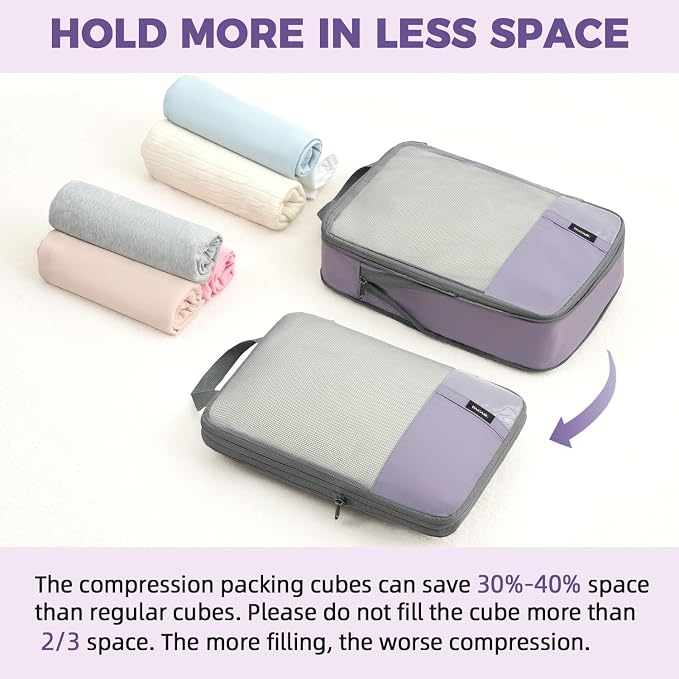 BAGAIL 6 Set/4 Set Lightweight Compression Packing Cubes - Image 6