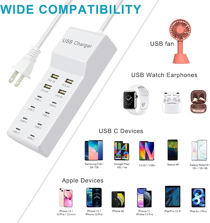 USB Charging Station with 12 Port USB Power Strip Fast Charging - Image 3
