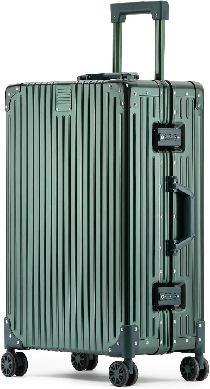 Metal All Aluminum Carry-on Luggage TSA Customs Lock Zipperless Silent Rotary by XZSP+AISU