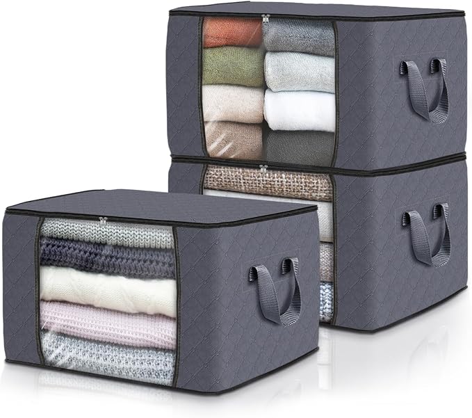 Fab totes 3-Pack Clothes Storage, Foldable Blanket Storage Bags, Containers by Fabtotes