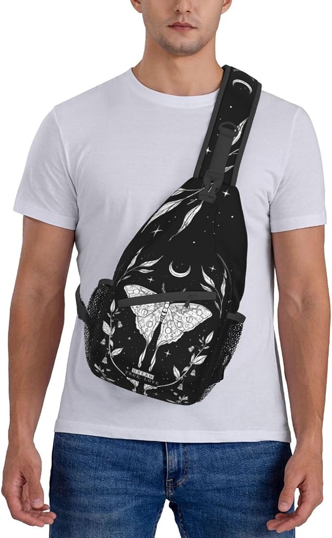 SUPLUCHOM Sling Bag Black White Butterfly Moon Tarot Black White Butterfly Moon - Image 6