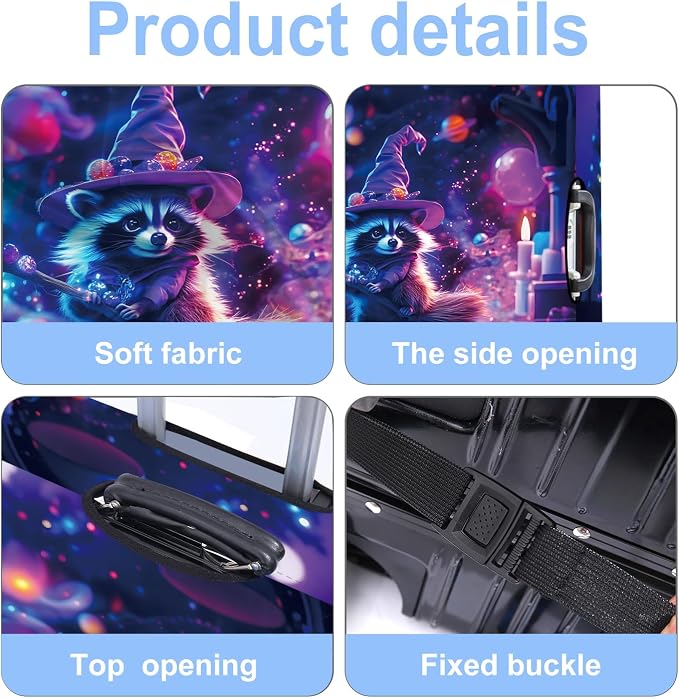 Raccoon Luggage Cover Washable Suitcase Protector Anti-Scratch, Stretchable Fit - Image 3