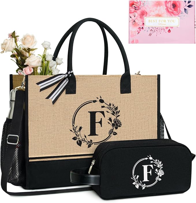 TOPDesign Personalized Initial Canvas Tote Bag, by TOPDesign