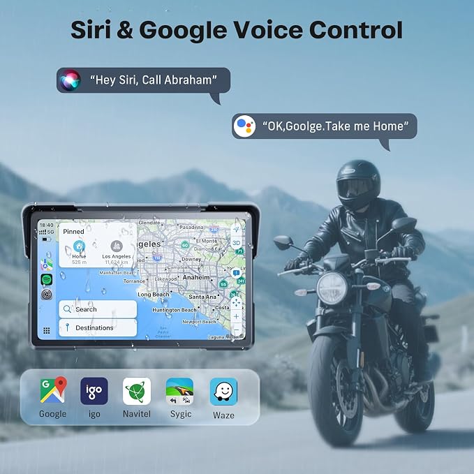 WonVon 7 Inch Wireless Motorcycle Carplay GPS Navigation System - Image 5