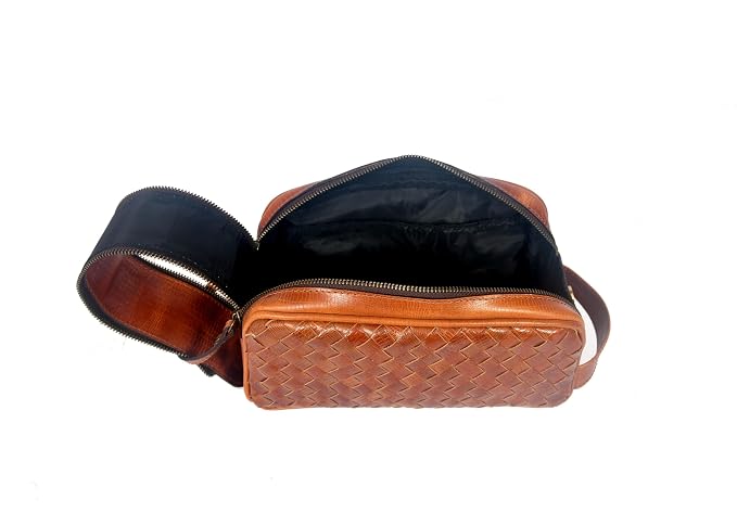 10" Premium Leather Toiletry Travel Pouch - Image 5