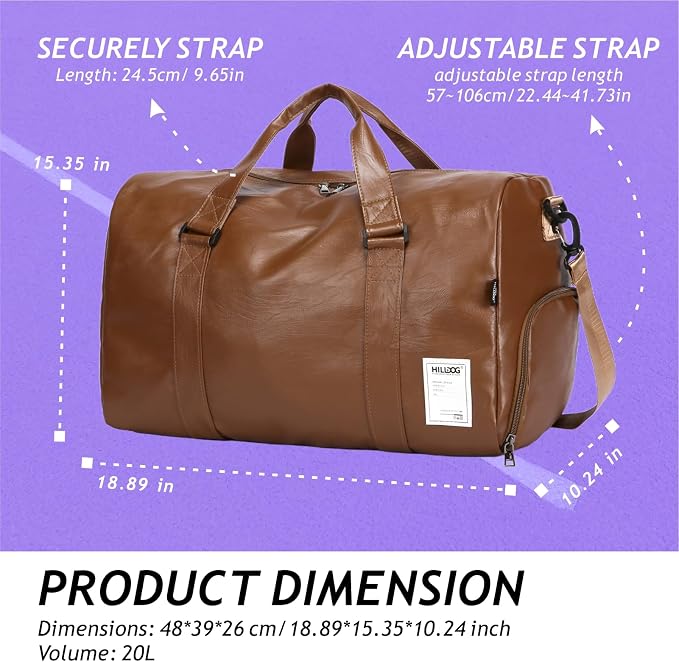 Leather Sports Gym Tote Bag - Image 5