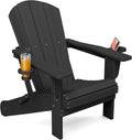 SERWALL Folding Adirondack Chair, Dual Cup Holders & All-Weather HDPE, by SERWALL