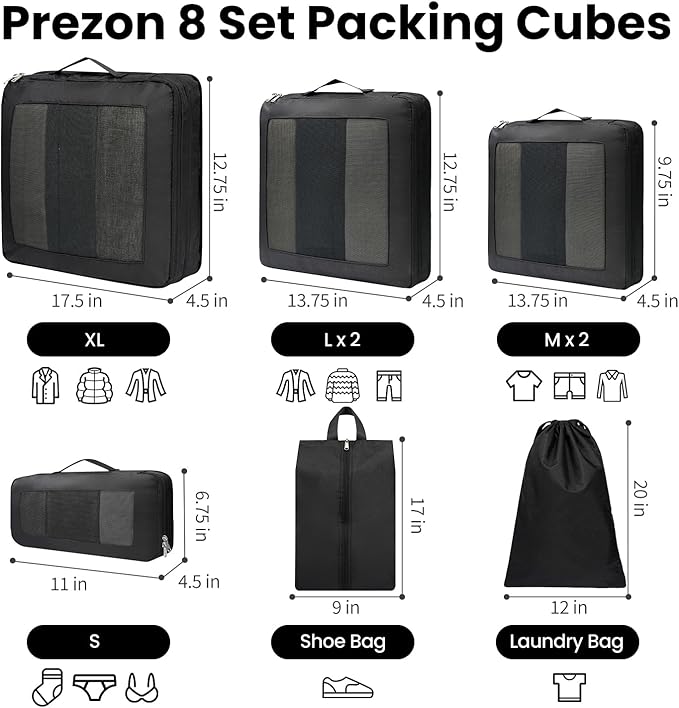 8 Set/6 Set/4 Set Compression Packing Cubes - Image 3