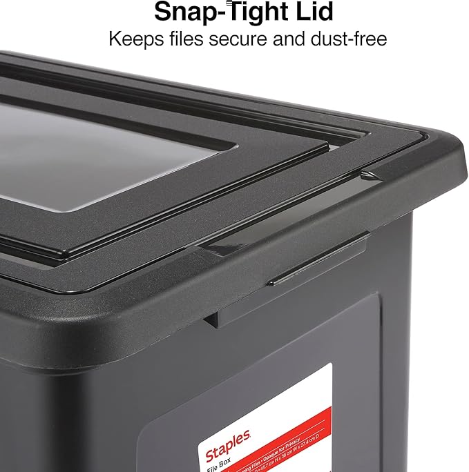 STAPLES Hanging File Folder Box, Storage Bin Organizer, Snap Lid, Letter & - Image 3